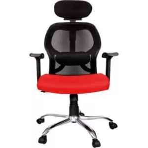 Vizolt Red High Back Natural Fiber DIY Office Chair with Adjustable Arm