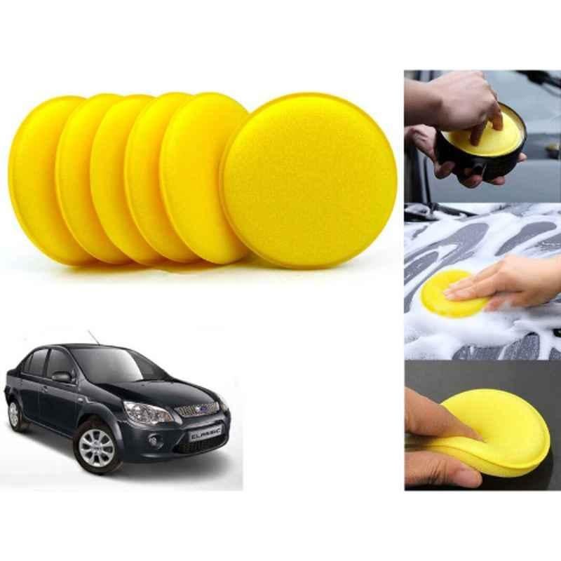 Auto Pearl Polyurethane Beige Washing & Waxing Polish Foam Sponge for Classic 2011-2012 (Pack of 6)