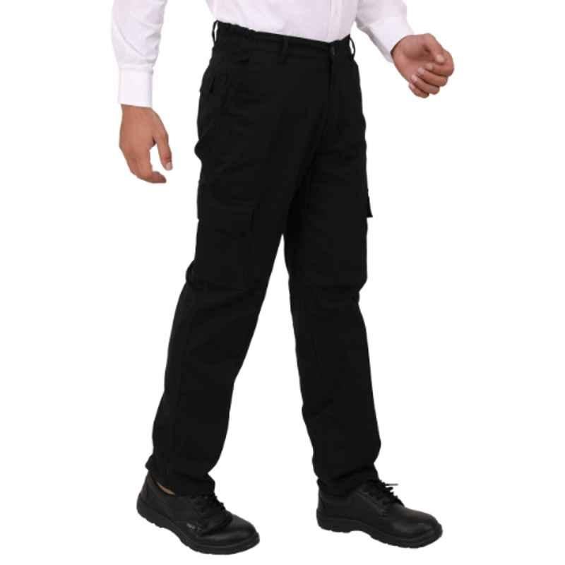 Club Twenty One Workwear Cotton Black Safety Cargo Trouser, 4016, Size: 2XL