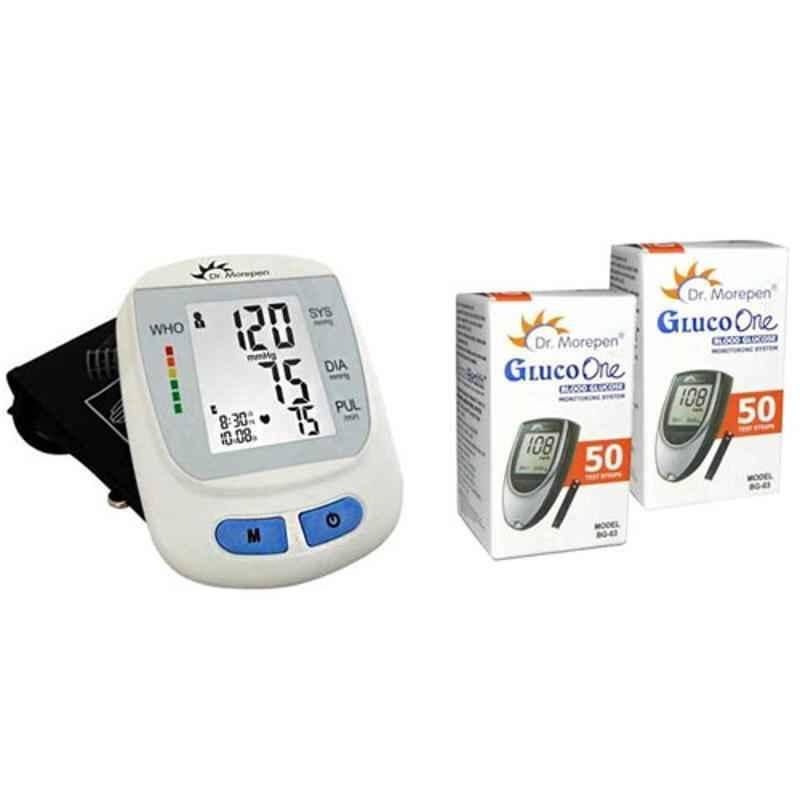 Dr. Morepen BP-09 Blood Pressure Monitor & BG-03 Gluco One 100 Test Strips Combo