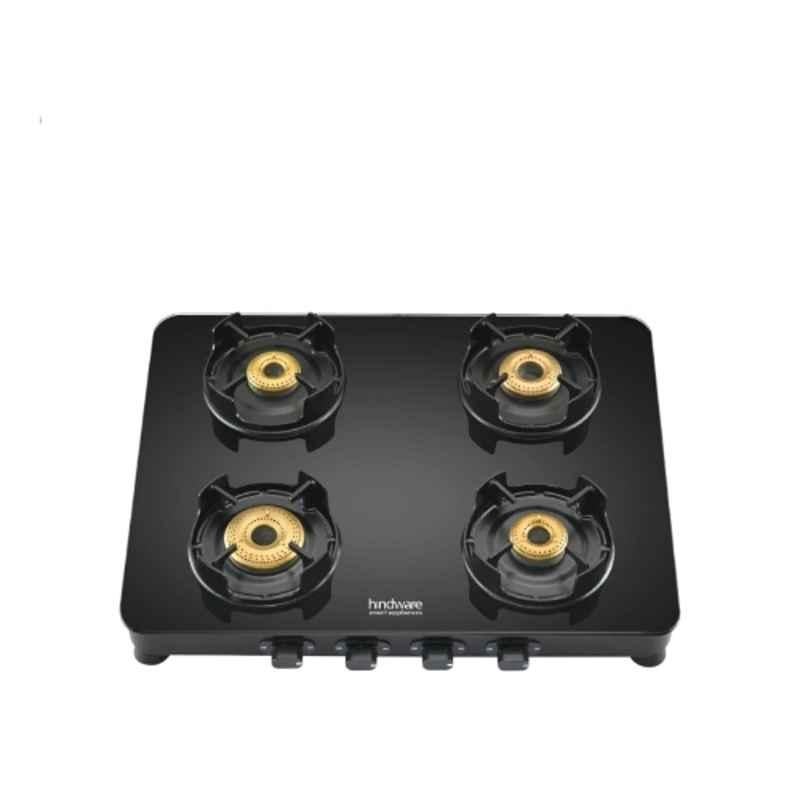 Hindware Alverio 4B AI Glass Top Cooktop with 4 Brass Burner & Automatic Ignition, CT 100186