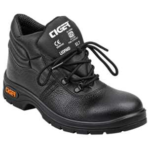 Tiger Leopard S1 BG High Ankle Steel Toe Black Work Safety Shoes, Size: 5
