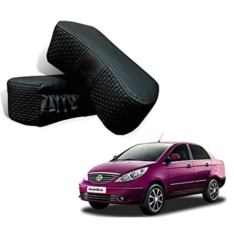 Kozdiko 2 Pcs Memory Foam Black Car Vastra Neck Rest Cushion Set for Tata Manza, koz_5203