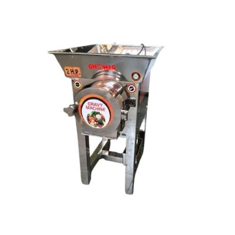 Ghoomar 20x17x25 inch 2HP 25-150kg/h Stainless Steel Commercial Heavy Duty Gravy Machine for Wet Grinding