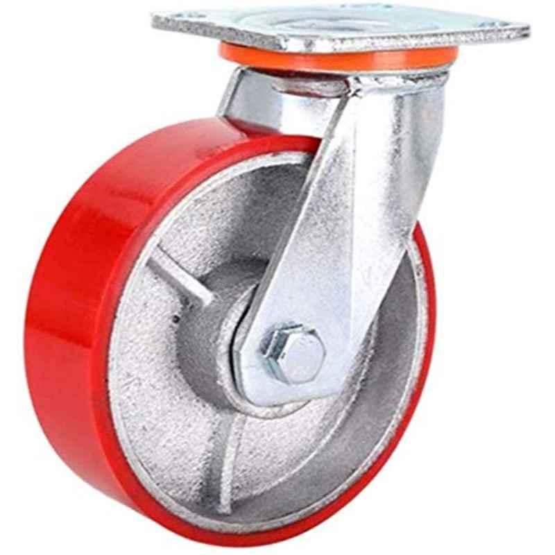 5 inch Polyurethane Red Heavy Duty Industrial Casting Wheel