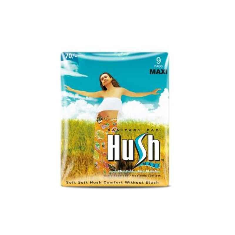 Hush Maxi 9 Pcs 280mm Straight Sanitary Napkins with Wings, H280M-6-7 (Pack of 5)