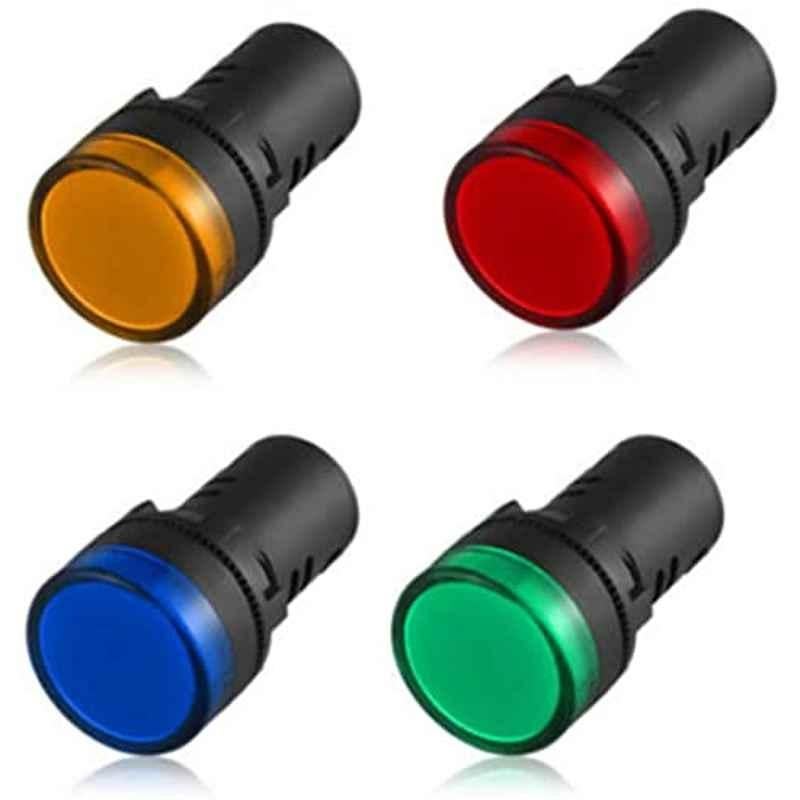 Abbasali Led Pilot Panel Indicator Lamp, Led Voltage Indication Panel Light, Warning Light (Red+Green+Blue+Yellow)