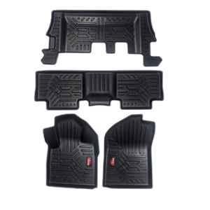 Pruvu 4 Pcs TPE Black 3 Row Car Floor Mat Set for Manual & Automatic Mahindra XUV 700 2021 Onward, PRU-TFM 040 B
