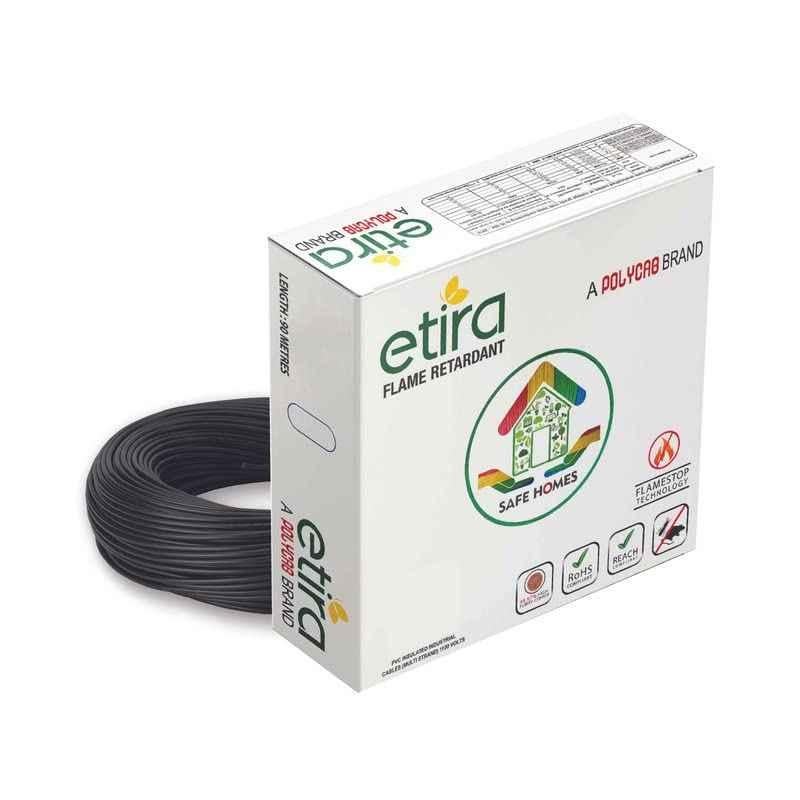 Polycab Etira 1.5 Sqmm 90m Black Single Core FR Multistrand PVC Insulated Unsheathed Industrial Cable