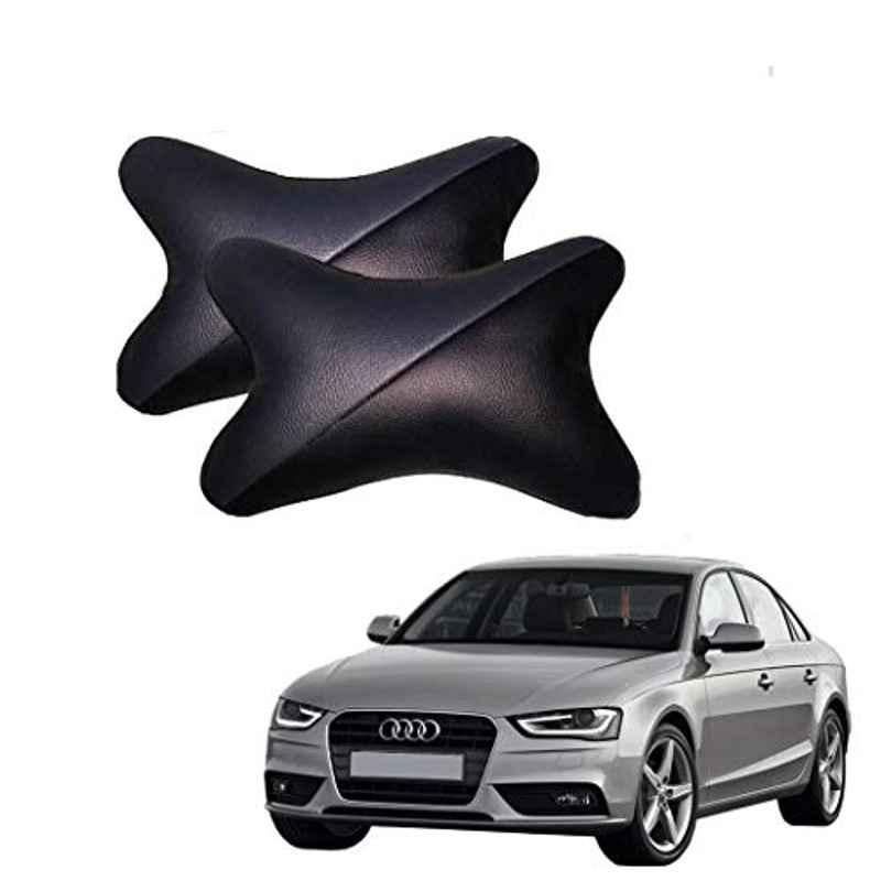 Kozdiko 2 Pcs Memory Foam Grey & Black Car Neck Rest Cushion Pillow Set for Audi A4