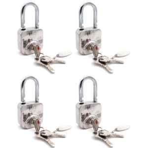 Harrison 60mm 12 Pins Mild Steel Square Padlock with 3 Computerised Keys, CX-3000-0557 (Pack of 4)