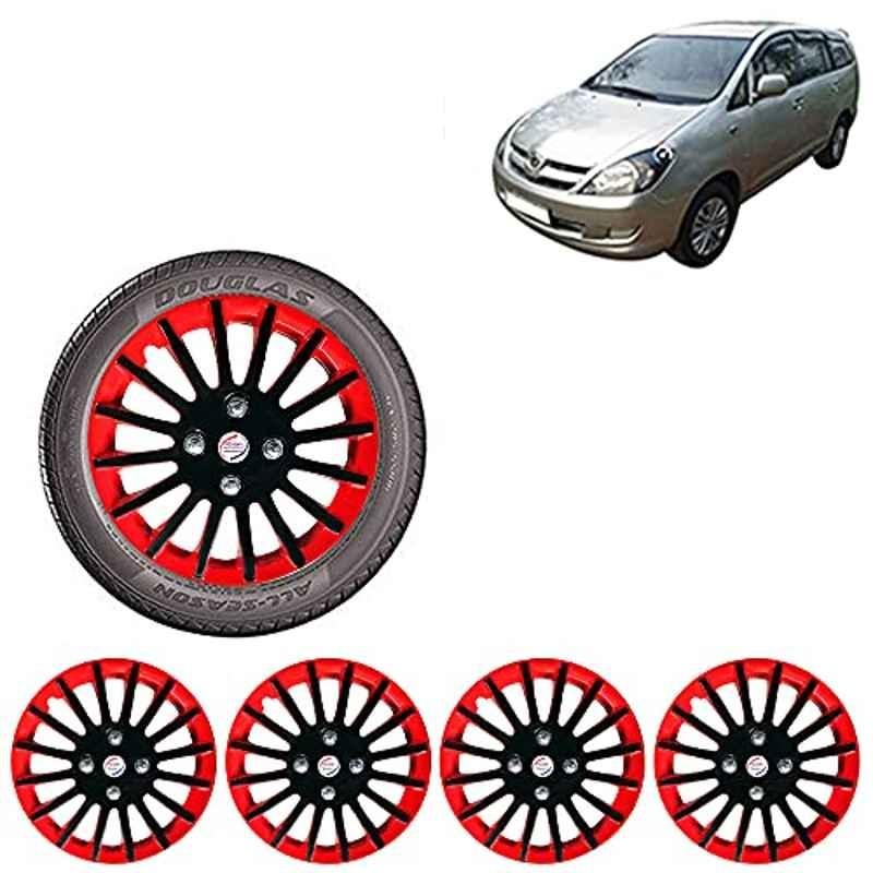 Auto Pearl 4 Pcs 15 inch ABS Black & Red Wheel Cover Set for Toyota Innova