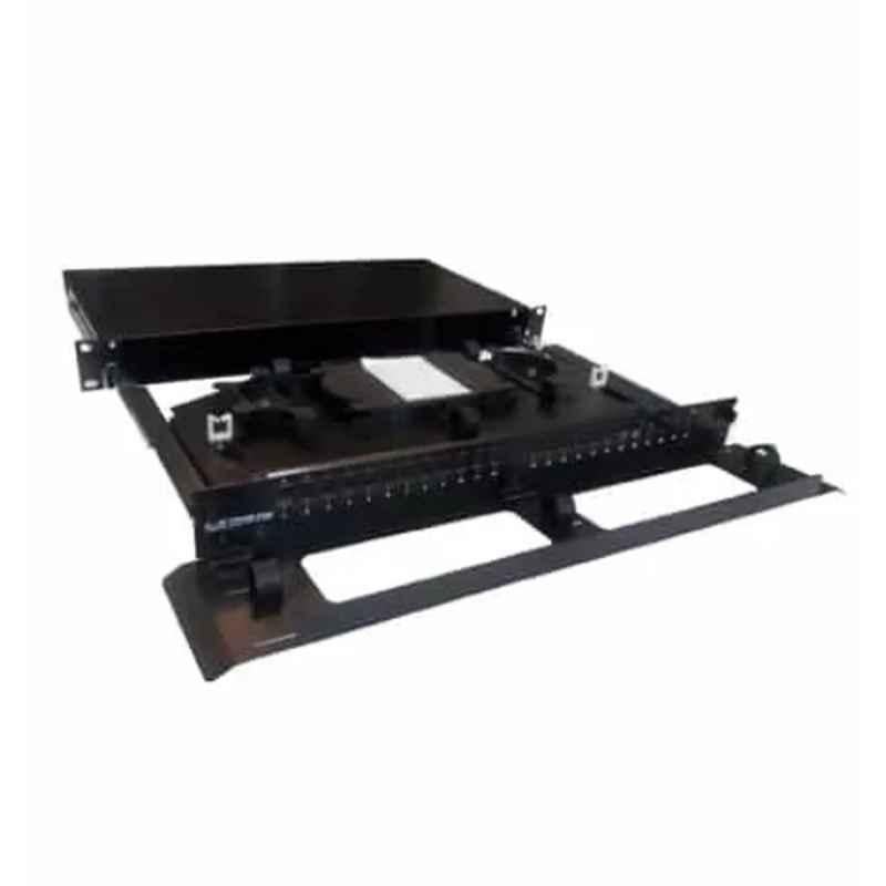 DME Prolink 19 inch Black 1RU CAT-6A 24 Port Splice Tray FO Patch Panel, D12119-241EMN000BK