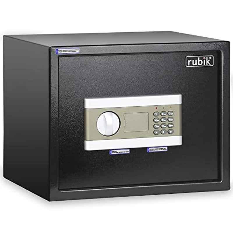 Rubik 30x38x30cm Black A4 Document Size Safe Box With Digital Lock and Override Key, RB-30EP-BLK