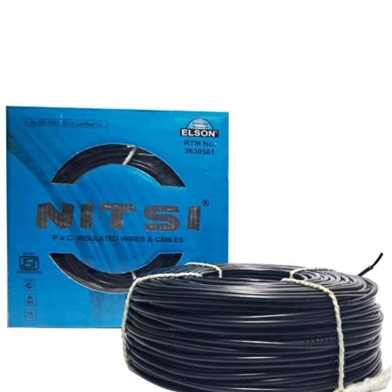 NITSI 4 Sqmm Single Core Black FR PVC Insulated CCR Copper Wire for Domestic & Industrial Purpose, Length: 91 m