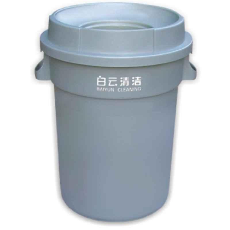 Baiyun 55.5x52x68.5cm 80L Gray Circular Garbage Can without Wheel Base, AF07512