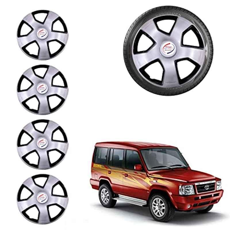 Auto Pearl 4 Pcs 15 inch ABS Grey Car Wheel Cover Set for TATA Sumo