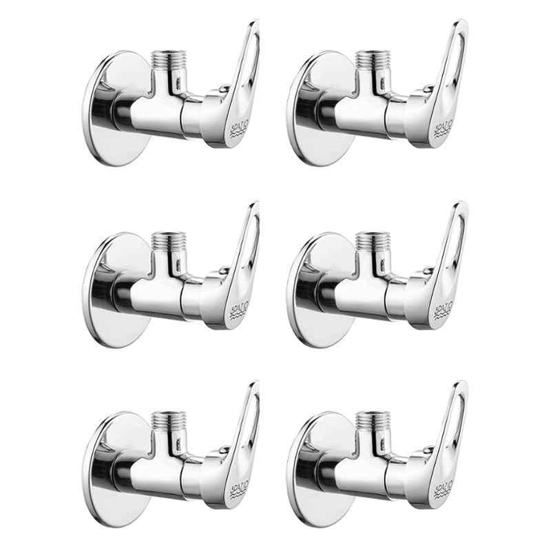 Spazio Smartbuy Brass Finish Angle Valve with Wall Flange for Bathroom (Pack of 6)