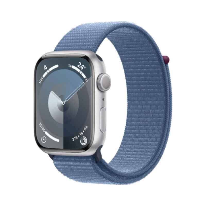 Apple 9 45mm Silver Aluminium Case GPS & Cellular Smart Watch with Winter Blue Sport Loop, MR9F3QA/A