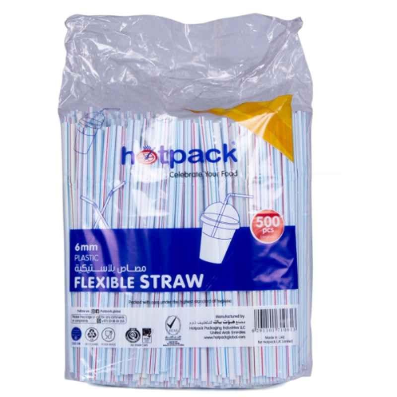 Hotpack 500Pcs 6mm Flexible Straw Set, STRAW