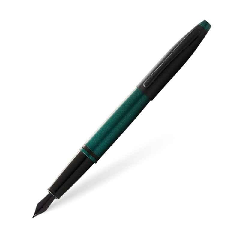 Cross Calais Black Ink Matte Green Lacquer Finish Fountain Pen with 2 Pcs Black Pen Cartridges Set, AT0116-25MJ
