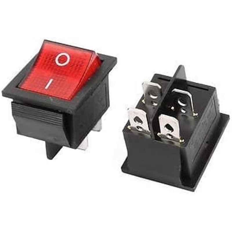 Abbasali 20A 4 Pin Red Button Light Rocker Power Switch (Pack of 2)