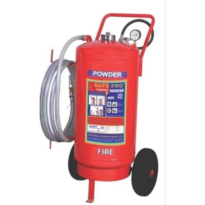 Safe Pro 75kg Higher Capacity Trolley Mounted Dry Chemical Powder Type Fire Extinguisher