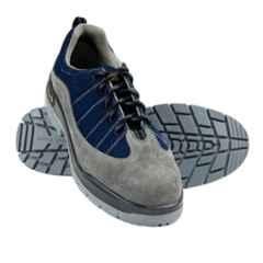Mallcom Leo B Grey & Blue Leather Steel Toe Safety Shoes, Size: 9