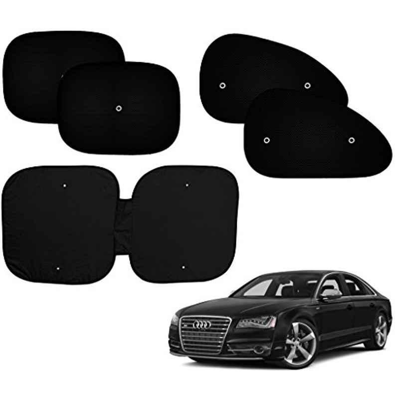 Auto Pearl 5 Pcs PVC & Mesh Black Window & Front Sun Shade Set for Audi S8