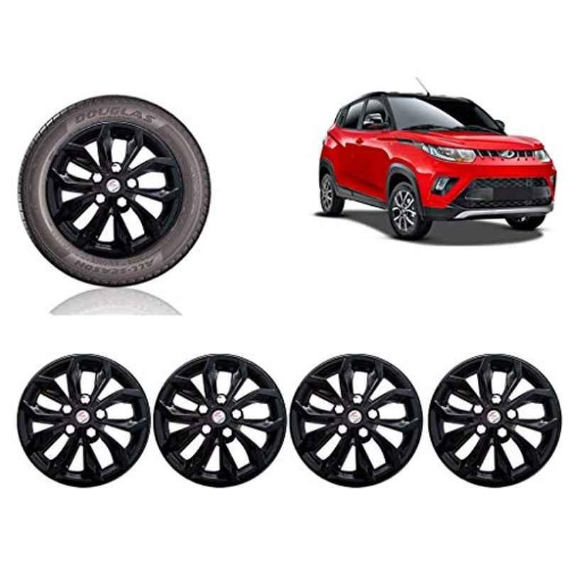Auto Pearl 4 Pcs 14 inch ABS Black Car Wheel Cover Set for Mahindra KUV100 NXT