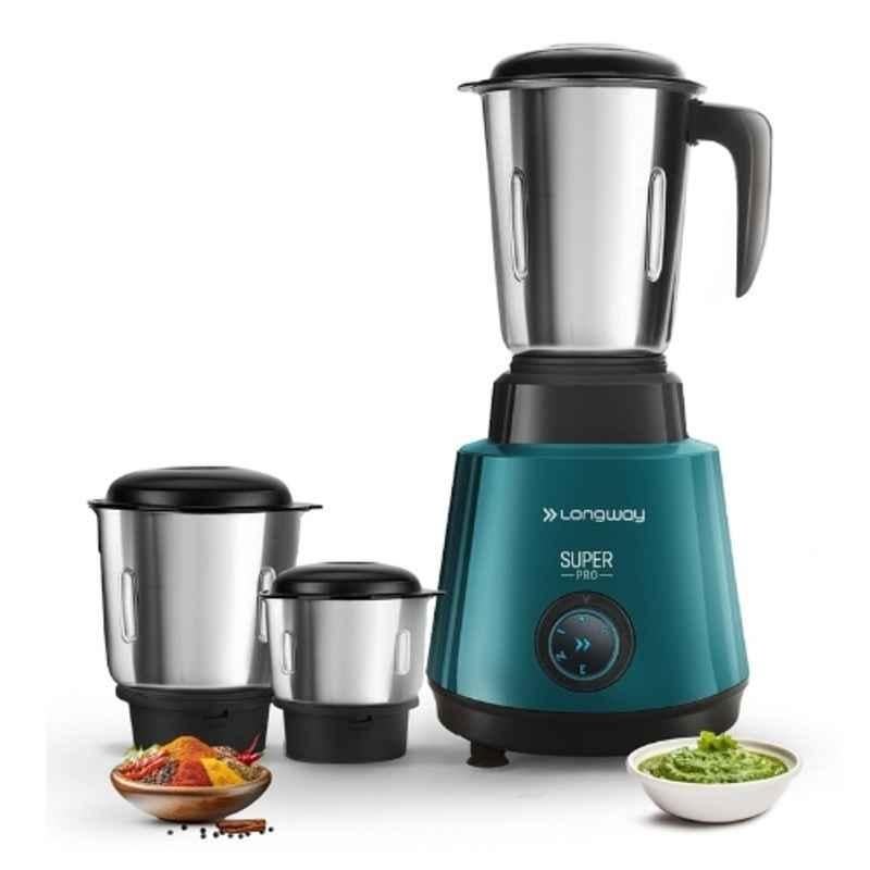 Longway Super Pro 500W ABS Plastic Teal & Black Mixer Grinder with 3 Jars & 2 Years Warranty
