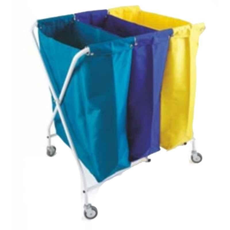 Cisne 110x3L Plastic Lined Blue, Green & Yellow Bag with X Frame Trolly, 440030