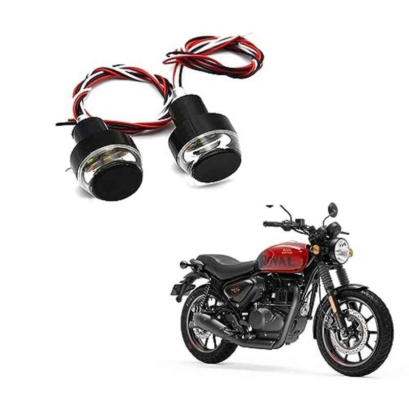 Kozdiko 2 Pcs Dual Colour Motorcycle LED Indicator Turn Signal Handle Bar Light Set for Royal Enfield Hunter 350
