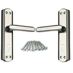 Ojass 2 Pcs 7 inch Alloy Steel Black Silver Mortise Door Handle Set, S05MBS