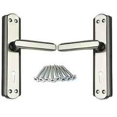 Ojass 2 Pcs 7 inch Alloy Steel Black Silver Mortise Door Handle Set, S05MBS
