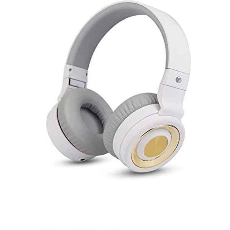 AT&T White Over Ear Headphone with Mic, PBH20