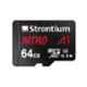 Strontium Nitro A1 64GB C10 MicroSDHC Memory Card with Adapter, SRN64GTFU1A1A