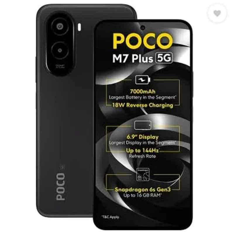 POCO M7 Plus 6.9 inch 7000mAh 4GB RAM/128GB Storage Carbon Black Smartphone