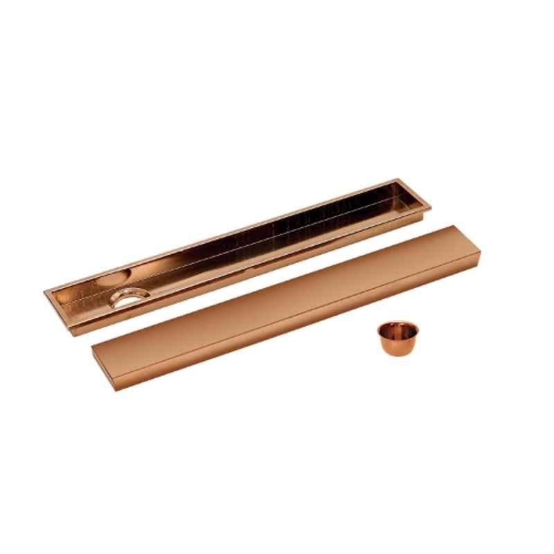 Sanjay Chilly SCDTDRG-600 4x24 inch Stainless Steel 304 Rose Gold Shower Channel Tile Drainer, SC99000236