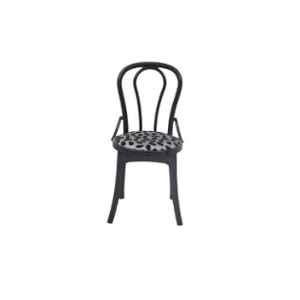 Supreme Pearl Lacquer Finish Plastic Black Egg Cushion Chair without Arm (Pack of 2)