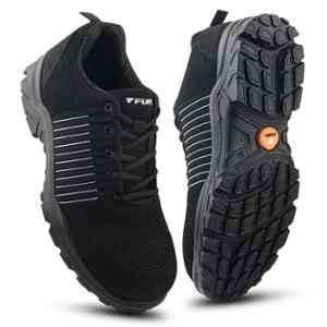 Fuel Aqua Fabric Steel Toe Black Safety Shoes with PU Single Density Sole, Size: 6