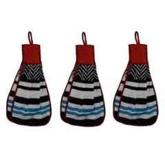 Chiyu Multicolored Kitchen Double sided Hanging Towel, KT3 (Pack of 3)