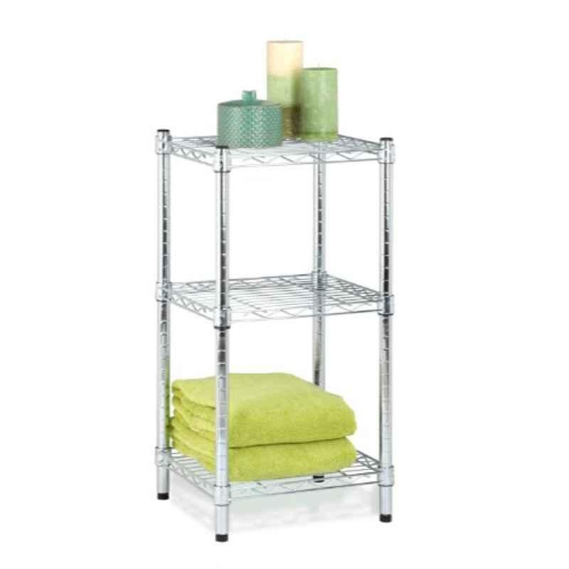 Honey-Can-Do 14x15x30 inch 3 Tier Steel Wire Chrome Finish Square Shelving Tower, SHF-02217