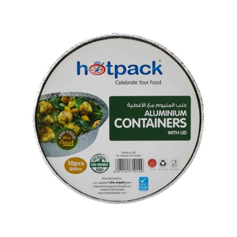 Hotpack 10Pcs 800CC Aluminium Round Container Set, HSM5080