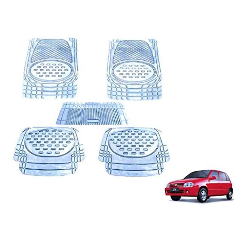 Kozdiko 5 Pcs 6605 PVC & Rubber Clear Car Foot Mat Set for Maruti Zen