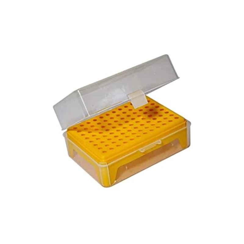 Clear & Sure 96 Hole Polyacrylate White & Yellow Micropipette Tips Stand Box for Laboratory