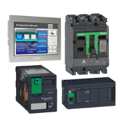 Schneider Electric RXM4AB2BD 24VDC Plug-in Relay Combo with 100A Circuit Breaker (C10F3TM100), Controller (TM241CE40R) & 12 inch Basic HMI (PFXST6600WADE)