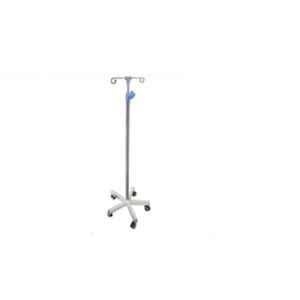Yes Kay Mild Steel Powder Coated IV Stand with Double HookMetal Base & 5 Wheels