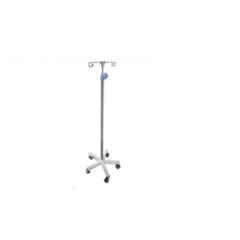 Yes Kay Mild Steel Powder Coated IV Stand with Double HookMetal Base & 5 Wheels