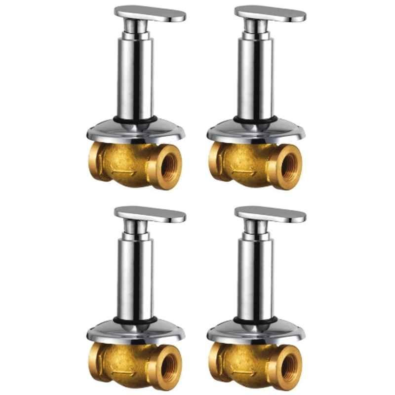 Drizzle Solo 1/2 inch Brass Chrome Finish Heavy Duty Quarter Turn Concealed Stop Cock (Pack of 4)
